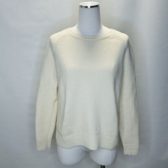 Athleta Wool Cashmere Textured Sweater Crew Neck Women’s Small Ivory Off White - Picture 1 of 11